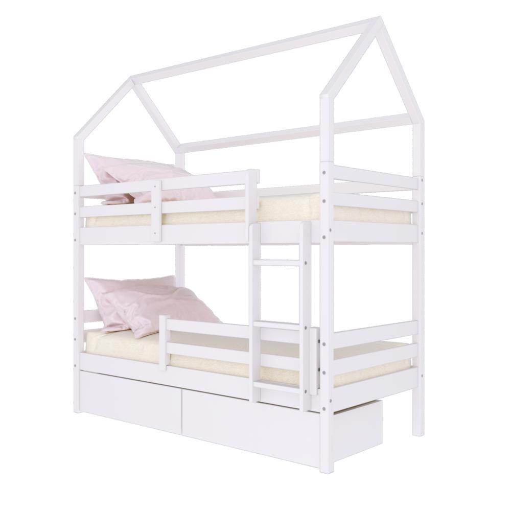 Beliche Casinha Solteiro Slim Rb Com 02 Gavetas E Grade De Proteção Madeira Maciça Branco Housin - 6