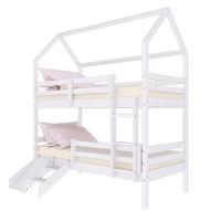 Beliche Casinha Solteiro Slim Com Kit Escada-escorregador E Grade De Proteção Madeira Maciça Branco - 6