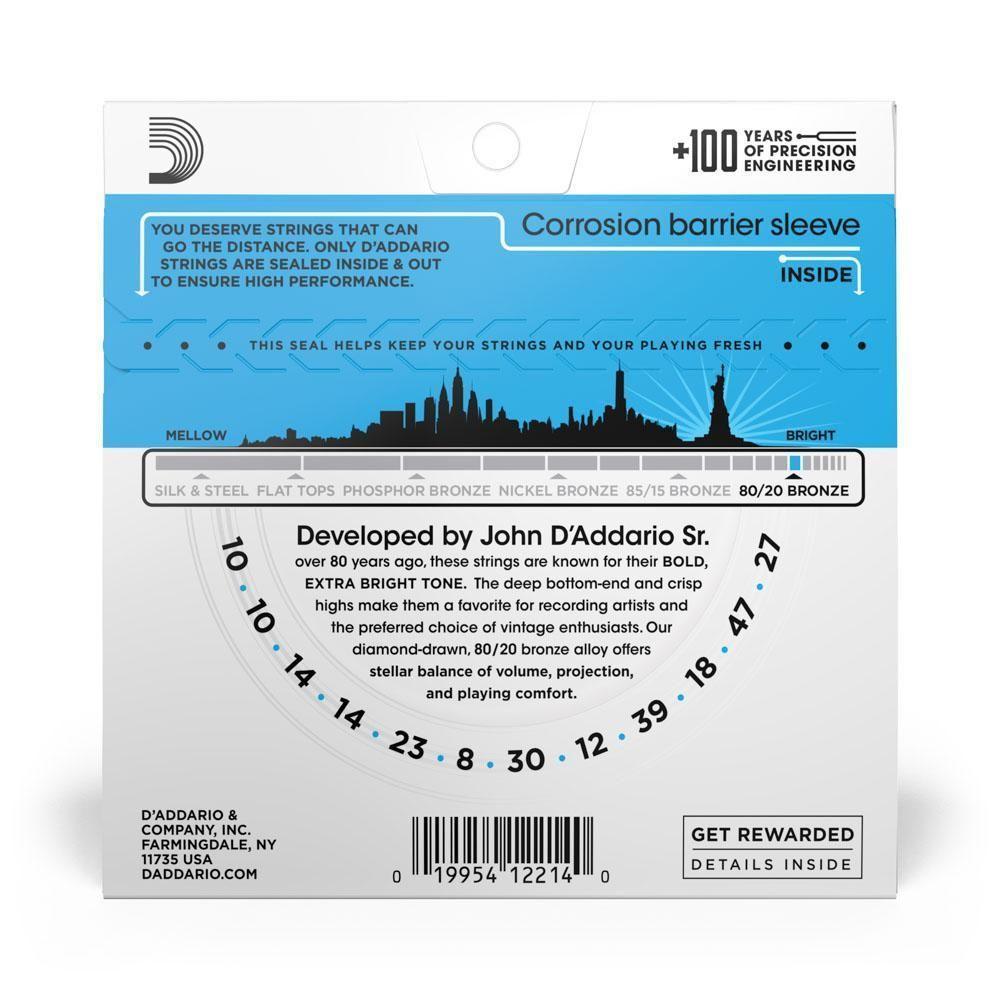 Encordoamento Violão Aço 12c 10-47 D Addario 80-20 Bronze [f035] - 2
