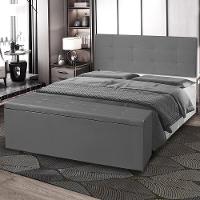 Kit Cabeceira Painel E Calçadeira Baú Casal Queen 1,60m Berlim Suede Cinza Dal Poz Estofados - 4