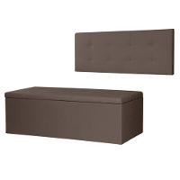 Kit Cabeceira Painel E Calçadeira Baú Casal 1,40m Berlim Suede Marrom Dal Poz Estofados - 1