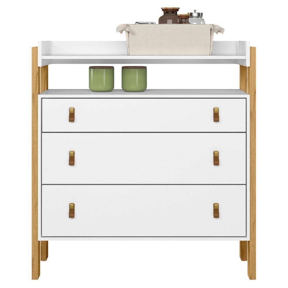 Berço Mini Cama E Cômoda Mendoza Branco Acetinado - 4