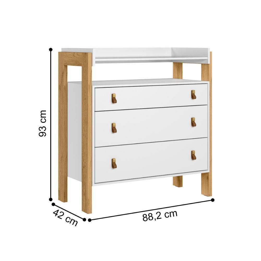 Berço Mini Cama E Cômoda Mendoza Branco Acetinado - 6