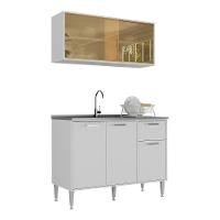 Armário De Cozinha Com Balcão Para Pia Siena Multimóveis Mp2216 Branco Branco - 1