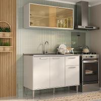 Armário De Cozinha Com Balcão Para Pia Siena Multimóveis Mp2216 Branco Branco - 6