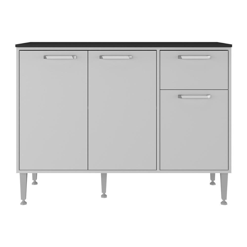 Balcão De Cozinha Gabinete Pia 105cm 3 Portas 1 Gaveta Siena Multimóveis Mp2190 Branco Branco - 2