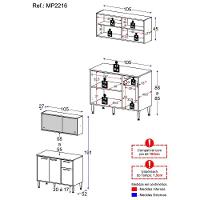 Armário De Cozinha Com Balcão Para Pia Siena Multimóveis Mp2216 Branco-lacca Fumê Branco-lacca Fumê - 7
