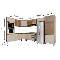Cozinha Modulada Completa Connect 15 Peças (5 Armários + 3 Balcões + 2 Paneleiros + 5 Complementos) C15P02 Duna/Cristal - Henn - 8