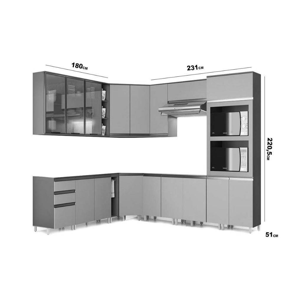 Cozinha Completa Connect 11 Peças (4 Armários + 4 Balcões + 1 Paneleiro + 2 Complementos) C11P02 Duna/Cristal - Henn - 4