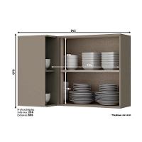 Armário Aéreo p/ Cozinha Canto Reto Connect 1 Porta 95cm Duna/Cristal - Henn