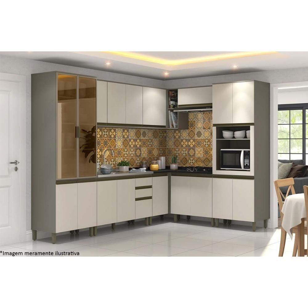 Armário Aéreo Cozinha Modulado  Canto Reto Connect c/ 1 Porta Duna/Cristal - Henn - 3