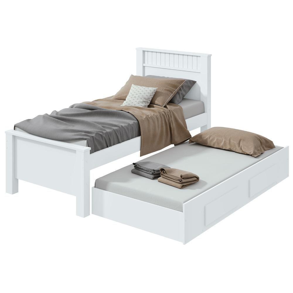 Cama Lopas Solteiro 0,90 Athenas Com Cama Auxiliar Branco - 2
