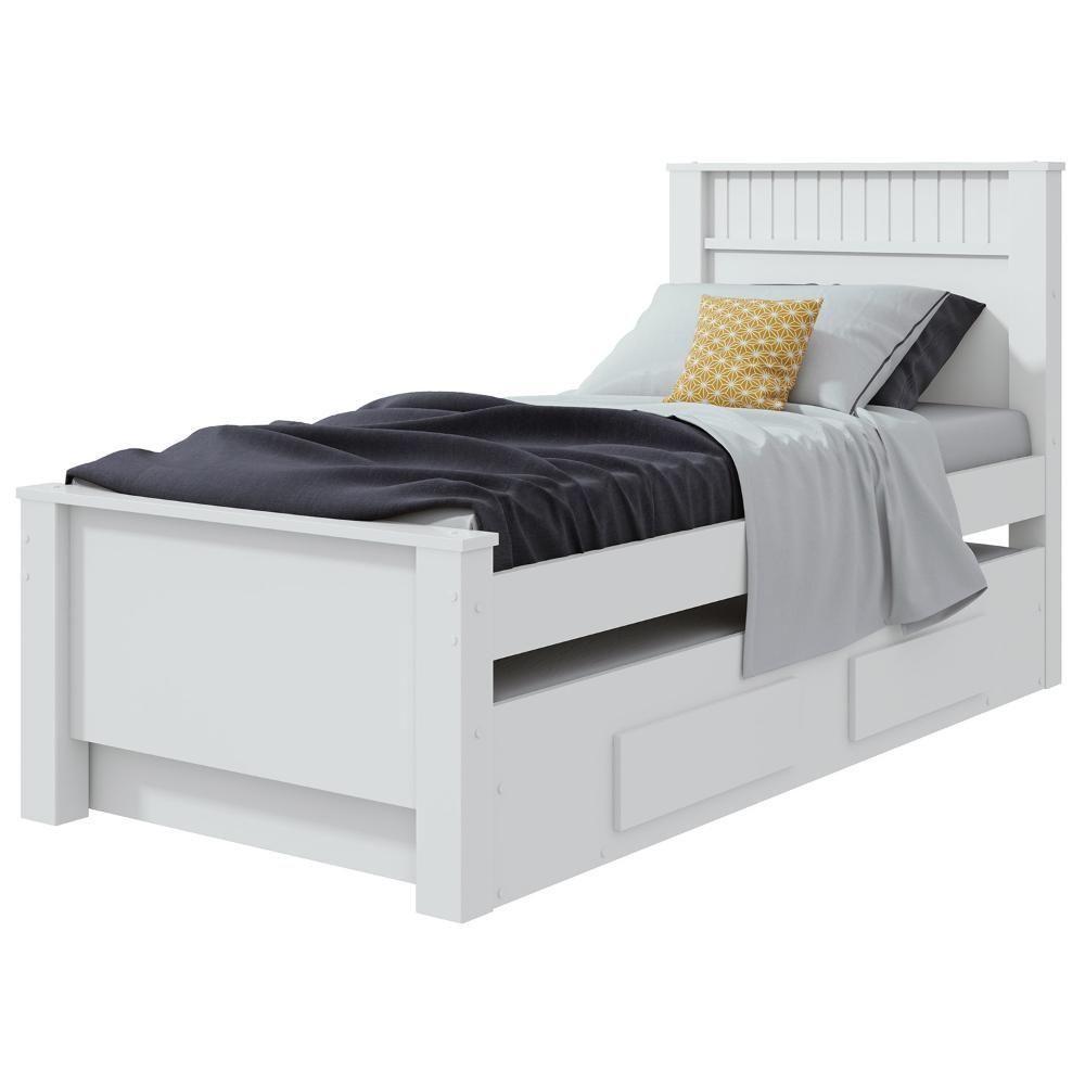 Cama Lopas Solteiro 0,90 Athenas Com Cama Auxiliar Branco - 3
