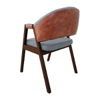 Cadeira De Jantar Madeira Maciça Mel Helen Linho Cinza Compose Facto Ocre - Cor: Cinza - 3