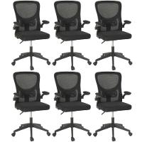 Kit 6 Cadeiras De Escritório Giratória Mônaco Com Relax E Regulagem De Altura - All Black - 1