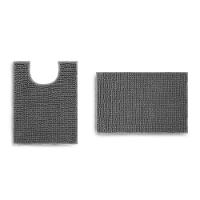 Jogo De Tapete Banheiro Popcorn 2 Peças Antiderrapante Cinza - 1