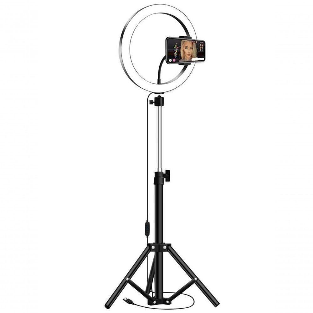 Ring Light Iluminador Led Usb 10 Polegadas 26cm Com Suporte Tripé 2 Metros - 1
