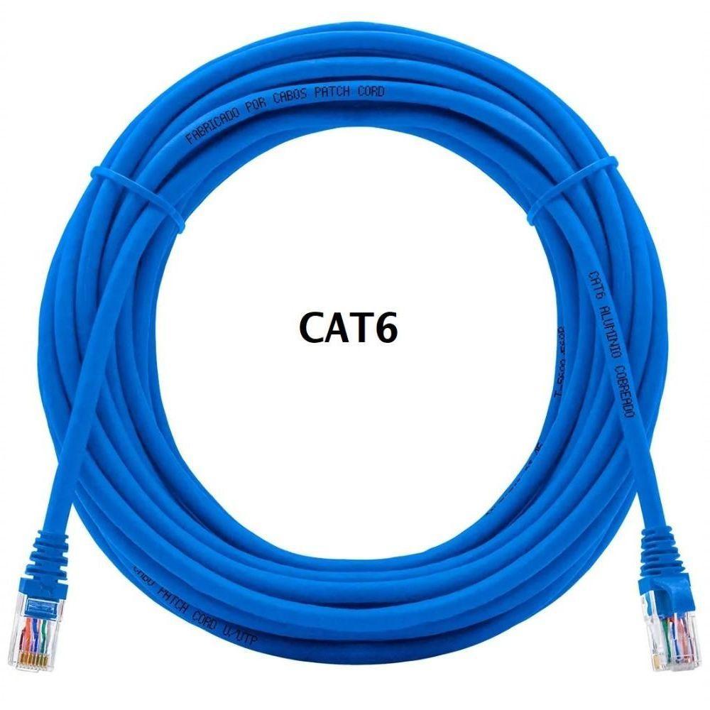Cabo Rede Cat6 20m Com Rj45 Crimpado Azul Lan Utp 20 Metros - 2