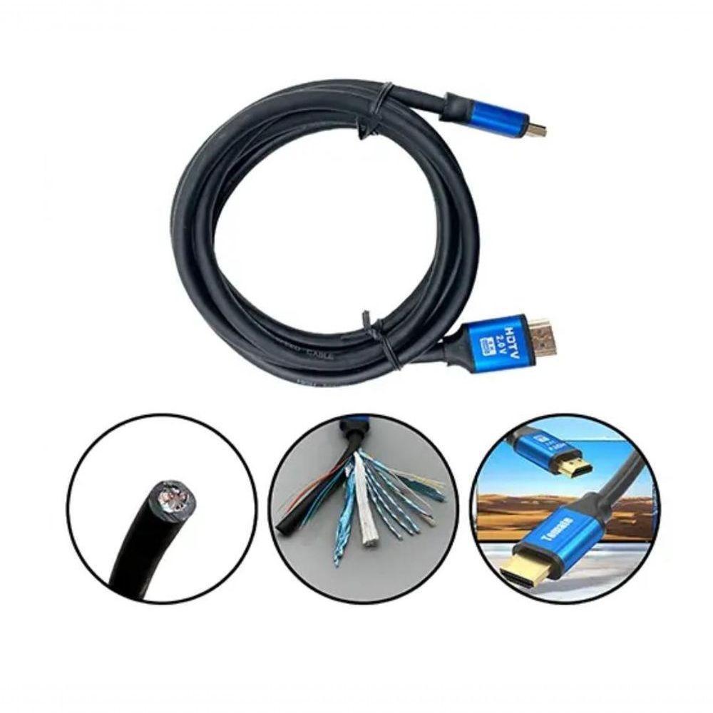 Cabo Hdmi 2.0 Ultra Hd 4k Compatível Com Ps4 Blu Ray Projetor Monitor Ips 3 Mts - 2