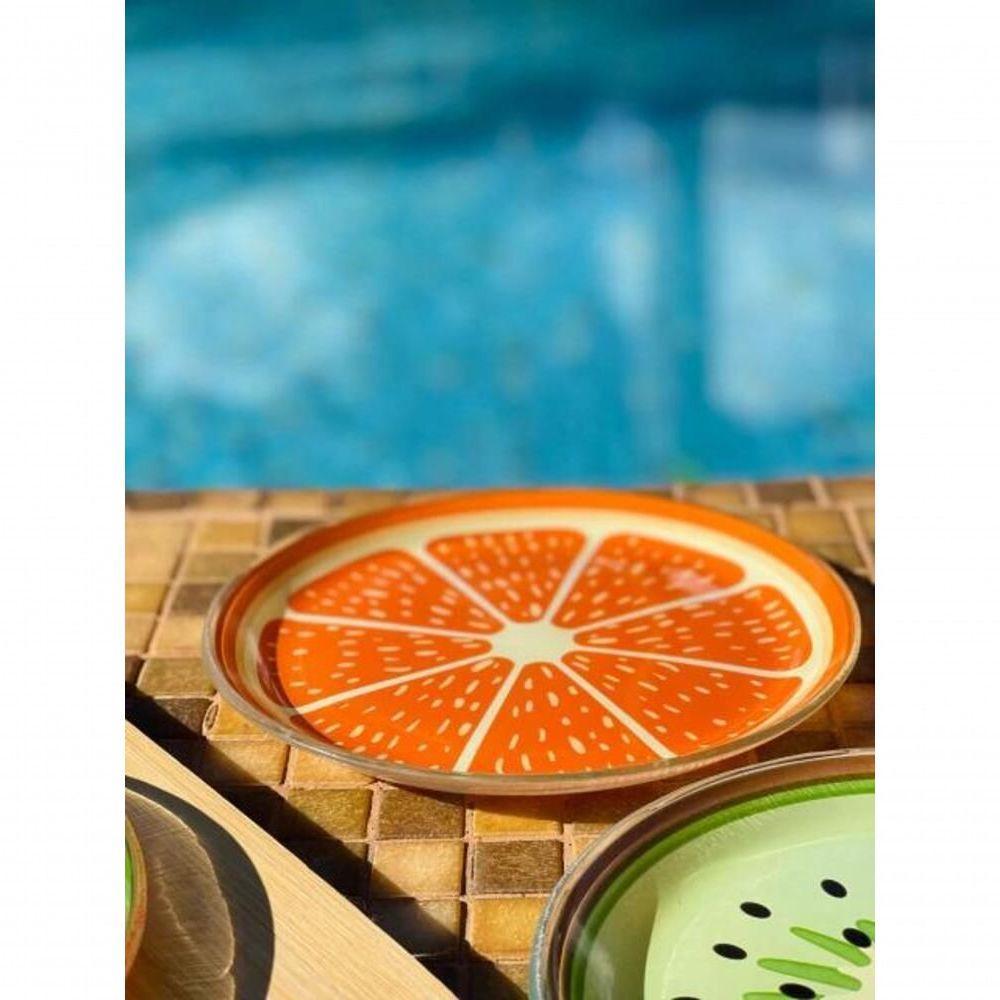 Prato Laranja Sobremesa Em Vidro Para Presente - 4