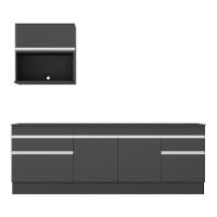 Armário De Cozinha Compacta 220cm Com Rodapé Veneza Multimóveis V2110 Preto/branco Preto/branco - 2