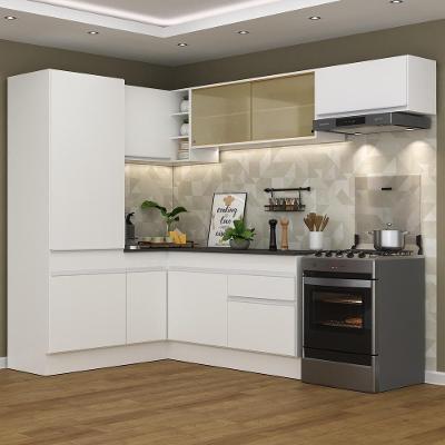 Armário De Cozinha Completa De Canto Com Rodapé Veneza Multimóveis V2086 Branco