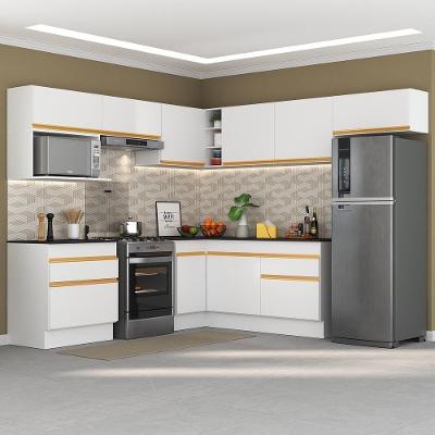 Cozinha Completa De Canto Rodapé Multimóveis Branco/dourado