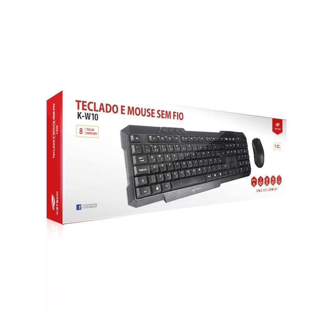 Kit Teclado E Mouse C3tech K-w10 Sem Fio Preto - 7