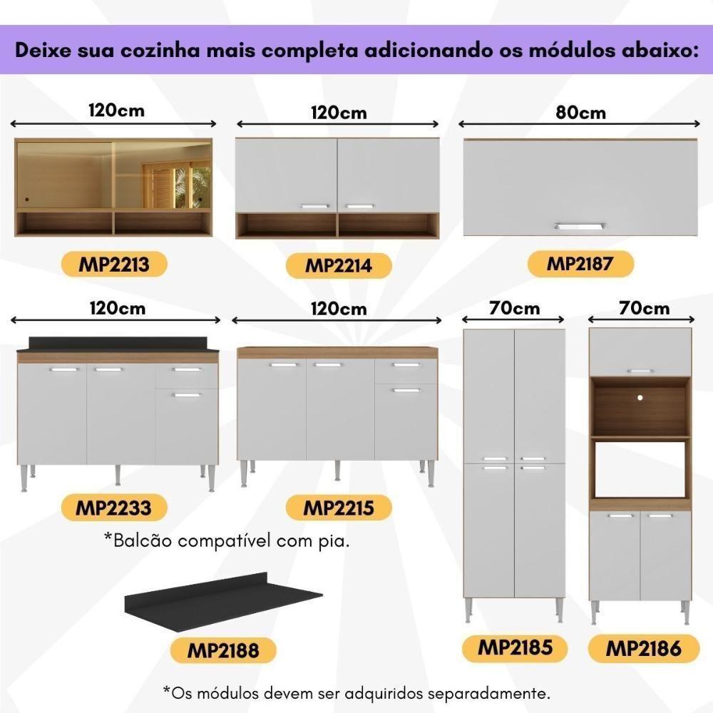 Armário De Cozinha Completa Com Gabinete De Pia 5 Pçs Paris Multimóveis Rustic-branco Rustic-branco - 2