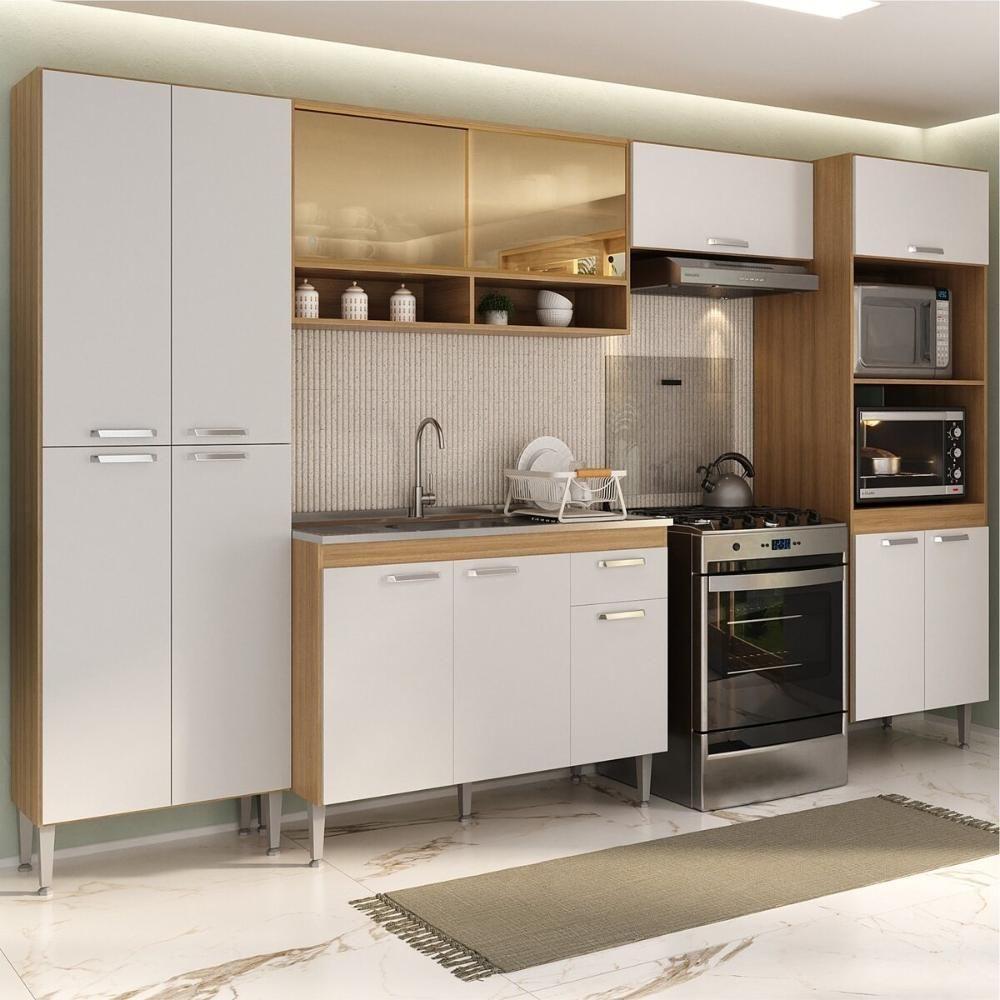 Armário De Cozinha Completa Com Gabinete De Pia 5 Pçs Paris Multimóveis Rustic-branco Rustic-branco - 7