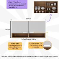 Armário Aéreo 120cm Com 2 Portas Paris Multimóveis Mp2214 Rustic-branco Rustic-branco - 6