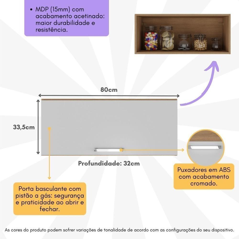 Armário Aéreo 80cm Com 1 Porta Basculante Paris Mutimóveis Mp2187 Rustic-branco Rustic-branco - 5