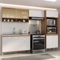 Armário De Cozinha Compacta Modulada Com Gabinete Para Pia Paris Rustic-branco Rustic-branco - 7