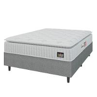 Cama Box Colchão Casal Espuma D33 Vangogh Pillow Top 138x188x67cm Branco-Cinza Hellen Suporta até 120kg por Pessoa - 1