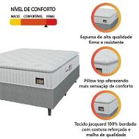 Cama Box Colchão Casal Espuma D33 Vangogh Pillow Top 138x188x67cm Branco-Cinza Hellen Suporta até 120kg por Pessoa - 2