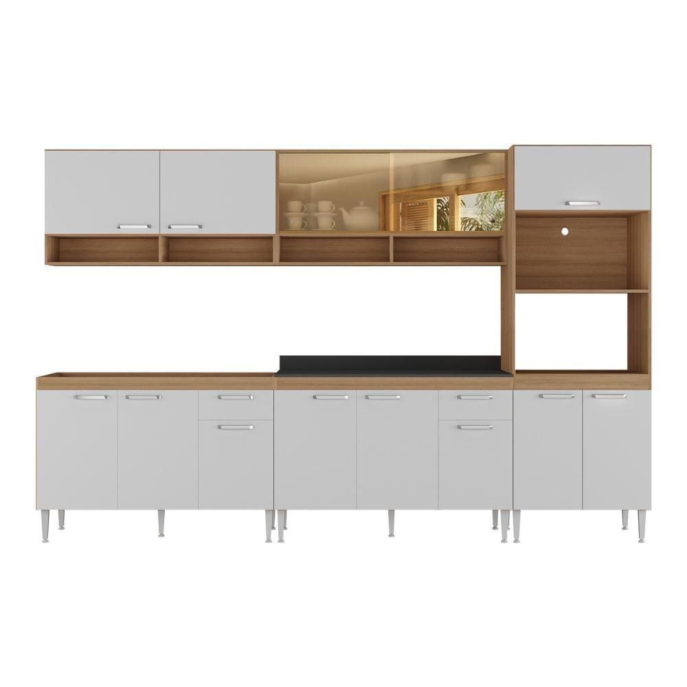 Cozinha Completa Modulada Com Armário E Balcão 5 Pçs Paris Multimóveis Rustic-branco Rustic-branco - 5