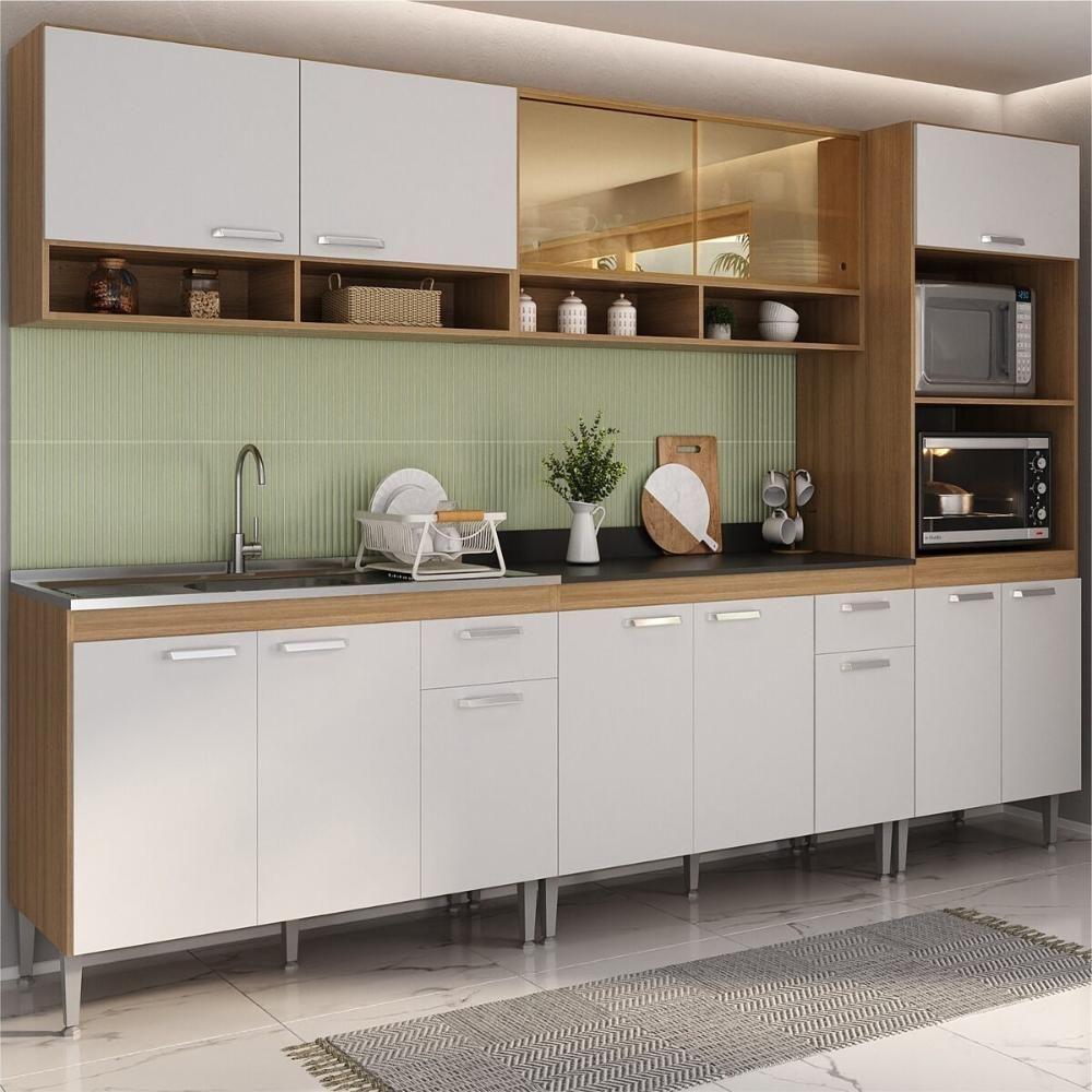 Cozinha Completa Modulada Com Armário E Balcão 5 Pçs Paris Multimóveis Rustic-branco Rustic-branco - 7