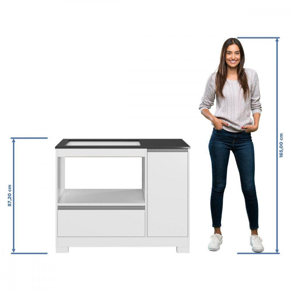 Balcão Para Cooktop 5 Bocas Notável 1 Portas 1 Gavetão 3050 Branco - 4