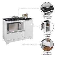 Balcão Para Cooktop 5 Bocas Notável 1 Portas 1 Gavetão 3050 Branco - 7