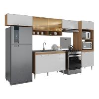 Armário De Cozinha Completa Com Gabinete Pia E Torre Quente Paris Rustic-branco Rustic-branco - 1