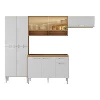 Armário De Cozinha Compacta Com Balcão Para Pia E Paneleiro Paris Rustic-branco Rustic-branco - 5