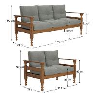 Jogo De Sofá Madeira Maciça 2 E 3 Lugares Liz Multimóveis Cr7004 Imbuia/cinza Imbuia/cinza - 3