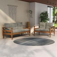 Jogo De Sofá Madeira Maciça 2 E 3 Lugares Liz Multimóveis Cr7004 Imbuia/cinza Imbuia/cinza - 5