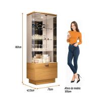 Cristaleira Hb Móveis Aura 2 Portas De Vidro 1 Gaveta Cinamomo-off White - 7