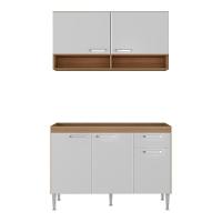 Cozinha Compacta 120cm Com Armário E Balcão Para Pia Paris Multimóveis Rustic-branco Rustic-branco - 5