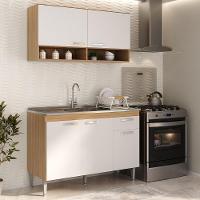 Cozinha Compacta 120cm Com Armário E Balcão Para Pia Paris Multimóveis Rustic-branco Rustic-branco - 7