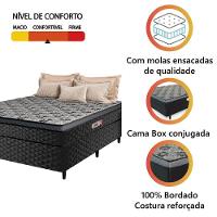 Cama Box Casal Conjugada Molas Ensacadas Delta 138x188x60cm Cinza-Preto Hellen - 2