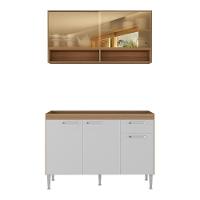 Kit Armário Cozinha Compacta 120cm Com Balcão Para Pia Paris Multimóveis Rustic-branco Rustic-branco - 5