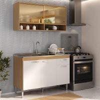 Kit Armário Cozinha Compacta 120cm Com Balcão Para Pia Paris Multimóveis Rustic-branco Rustic-branco - 7