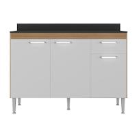 Balcão De Cozinha 120cm Gabinete Para Pia Paris Multimóveis Mp2233 Rustic-branco Rustic-branco